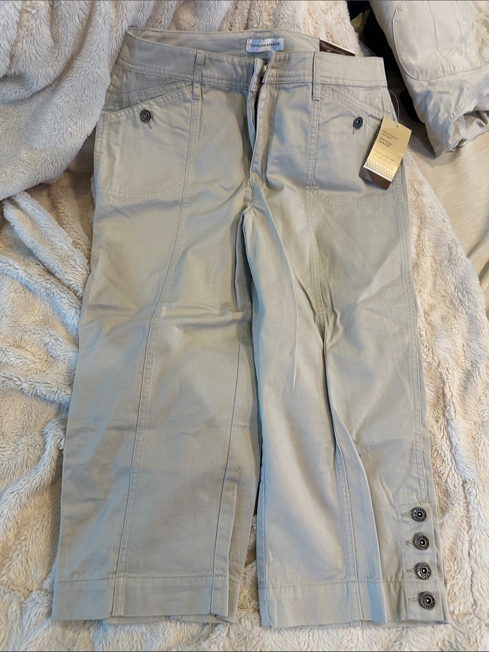 Christopher & Banks Light Taupe Capri Pants with Flap Pocket - Picture 3 of 5